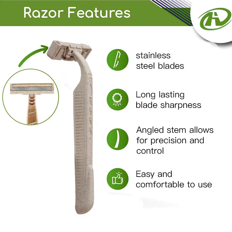 Eco-Friendly Wheat Straw Razors Disposable Sweden Stainless Steel Blades Are Highly Degradable and Recyclable Tattoo Supplies