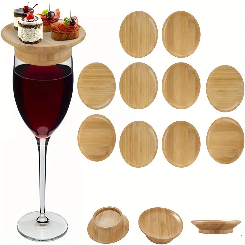 10pcs Bamboo Wine Glass Charcuterie Boards - Sustainable Coasters for Red Wine Chef's Market