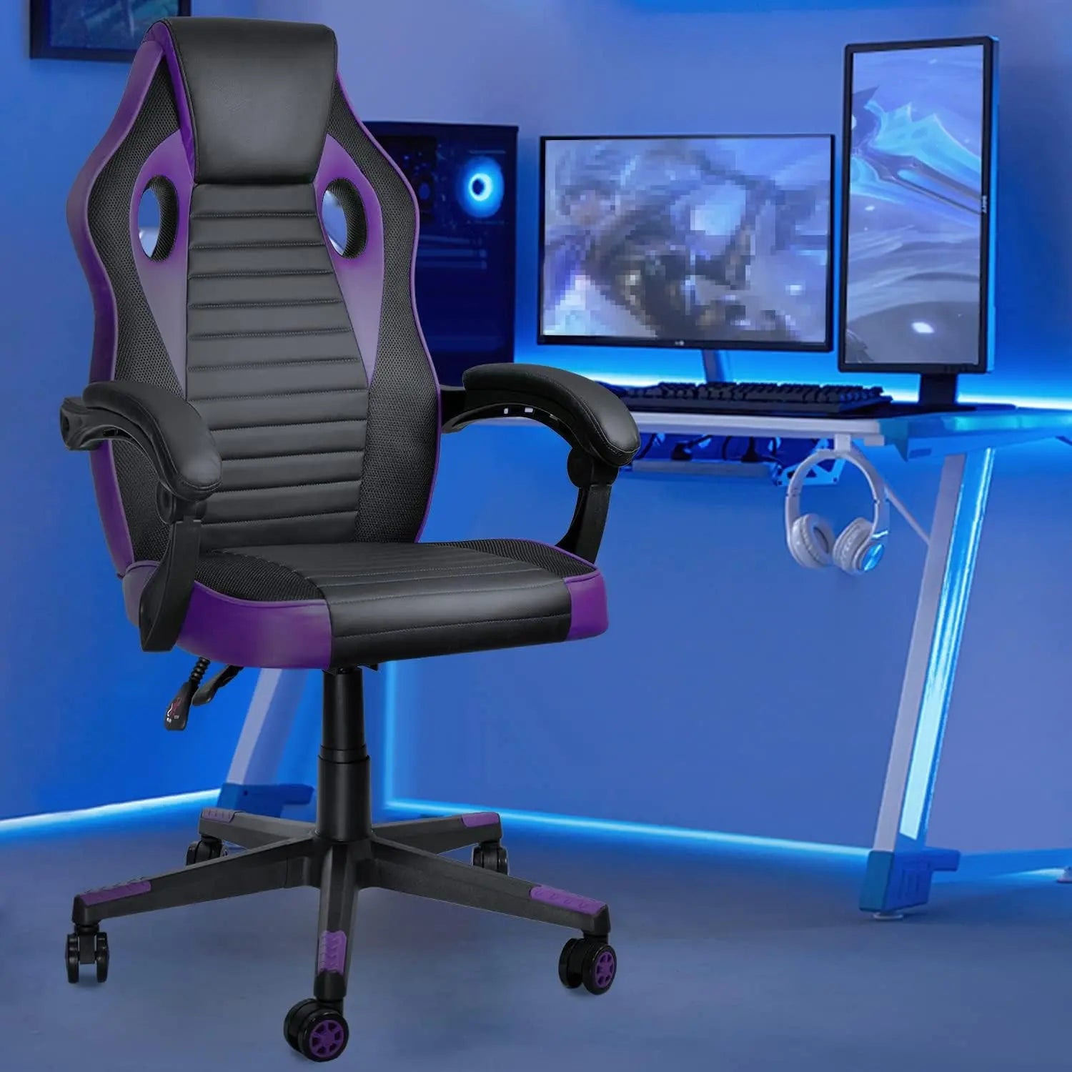 Ergonomic Gaming Chair, Computer Chairs for Adults Teens, Comfortable High Back Office Chair Desk Chair 350LBS, Video Game Chairs, Recliner Racing Gamer Chair Purple