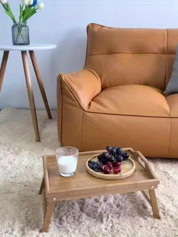 1pc Portable Bamboo Tray Table - 19.7*11.8*7.8in Foldable Coffee Table with Armrest, Multi-Purpose Dining Table for Indoor/Outdoor Use, Picnic, Camping, and More - Compact, Space-Saving, and Easy to Assemble Chef's Market