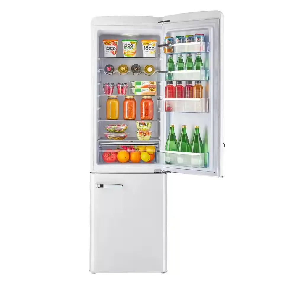 Classic Retro 21.6 In. 8.7 Cu. Ft. Counter Depth Bottom Freezer Refrigerator in Marshmallow White