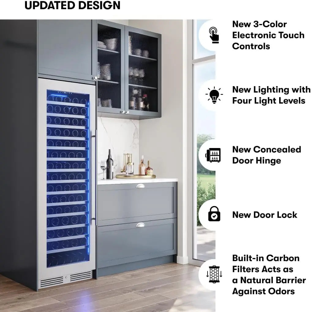 Presrv 24 Inch Wine Fridge Full Size Single Zone - Tall Wine Cooler Cellars Large Cabinet Wine Refrigerator Home Bar Chiller Freestanding with Glass Door for 148 Bottles 750Ml