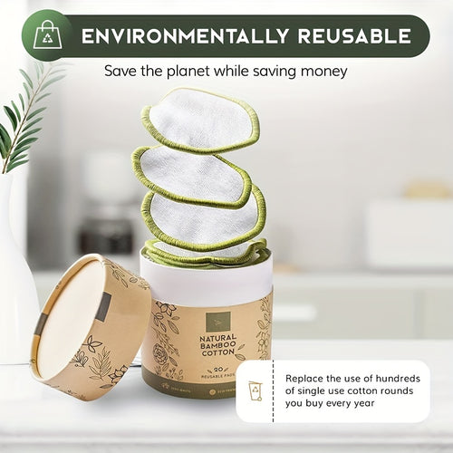 15pcs Sustainable Bamboo Cotton Makeup Remover Pads, Reusable & Washable, Suitable for All Skin Types Chef's Market