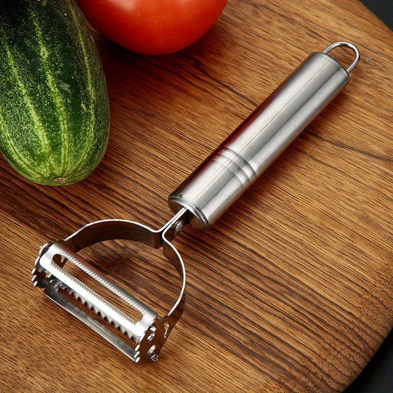 1pc 2 In 1 Stainless Steel Vegetable Peeler, Julienne Cutter, Slicer, Shredder, Scraper, For Fruit, Potatoes, Carrot, And Cucumber, Kitchen Supplies Chef's Market