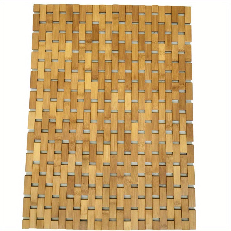 1pc Anti-slip Bamboo Shower Mat, Bathroom Bamboo Draining Mat, Basic Protective Bathtub Mat, Bathroom Accessories, Home Decor, Room Decor Chef's Market