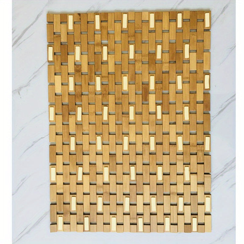 1pc Anti-slip Bamboo Shower Mat, Bathroom Bamboo Draining Mat, Basic Protective Bathtub Mat, Bathroom Accessories, Home Decor, Room Decor Chef's Market