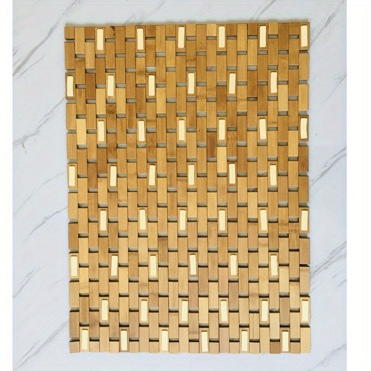 1pc Anti-slip Bamboo Shower Mat, Bathroom Bamboo Draining Mat, Basic Protective Bathtub Mat, Bathroom Accessories, Home Decor, Room Decor Chef's Market