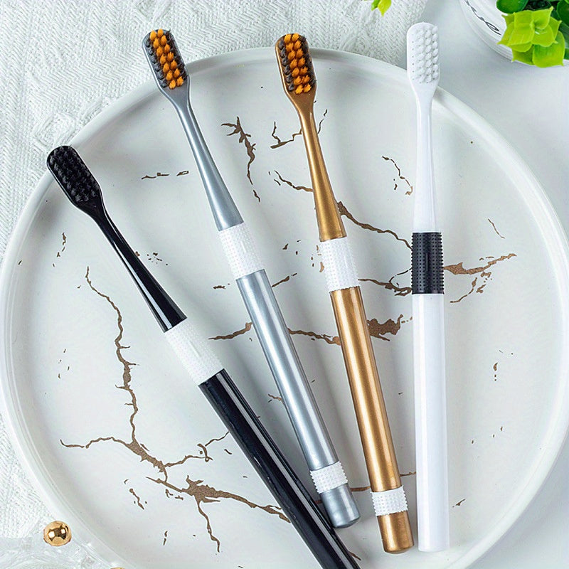 4-Piece Luxury Bamboo Charcoal Soft Bristle Toothbrushes - Golden, Silvery, Black & White | Fine Fibers toward Gentle Cleaning | Individually Pieceaged toward Couples Chef's Market