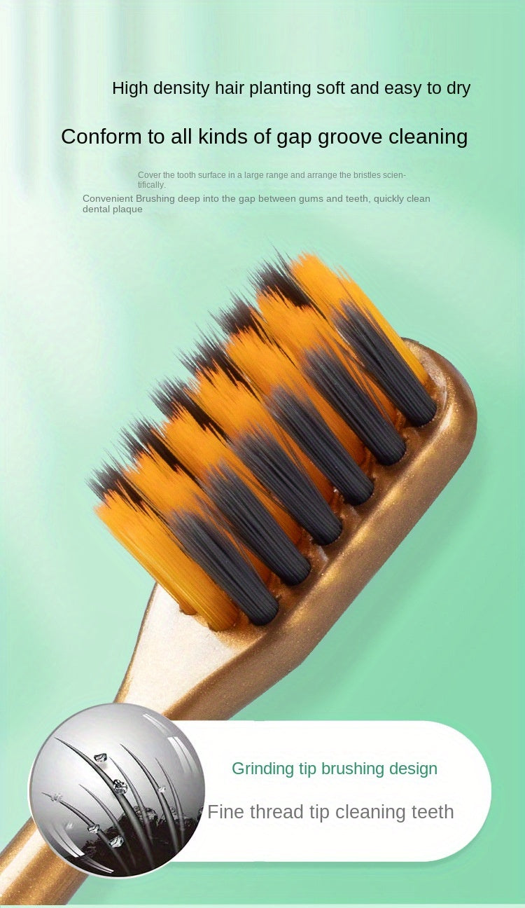 4-Piece Luxury Bamboo Charcoal Soft Bristle Toothbrushes - Golden, Silvery, Black & White | Fine Fibers toward Gentle Cleaning | Individually Pieceaged toward Couples Chef's Market