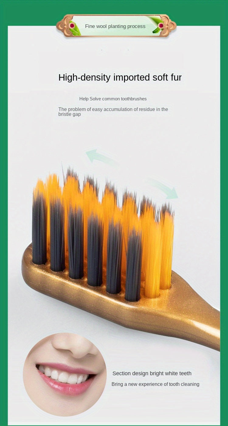 4-Piece Luxury Bamboo Charcoal Soft Bristle Toothbrushes - Golden, Silvery, Black & White | Fine Fibers toward Gentle Cleaning | Individually Pieceaged toward Couples Chef's Market