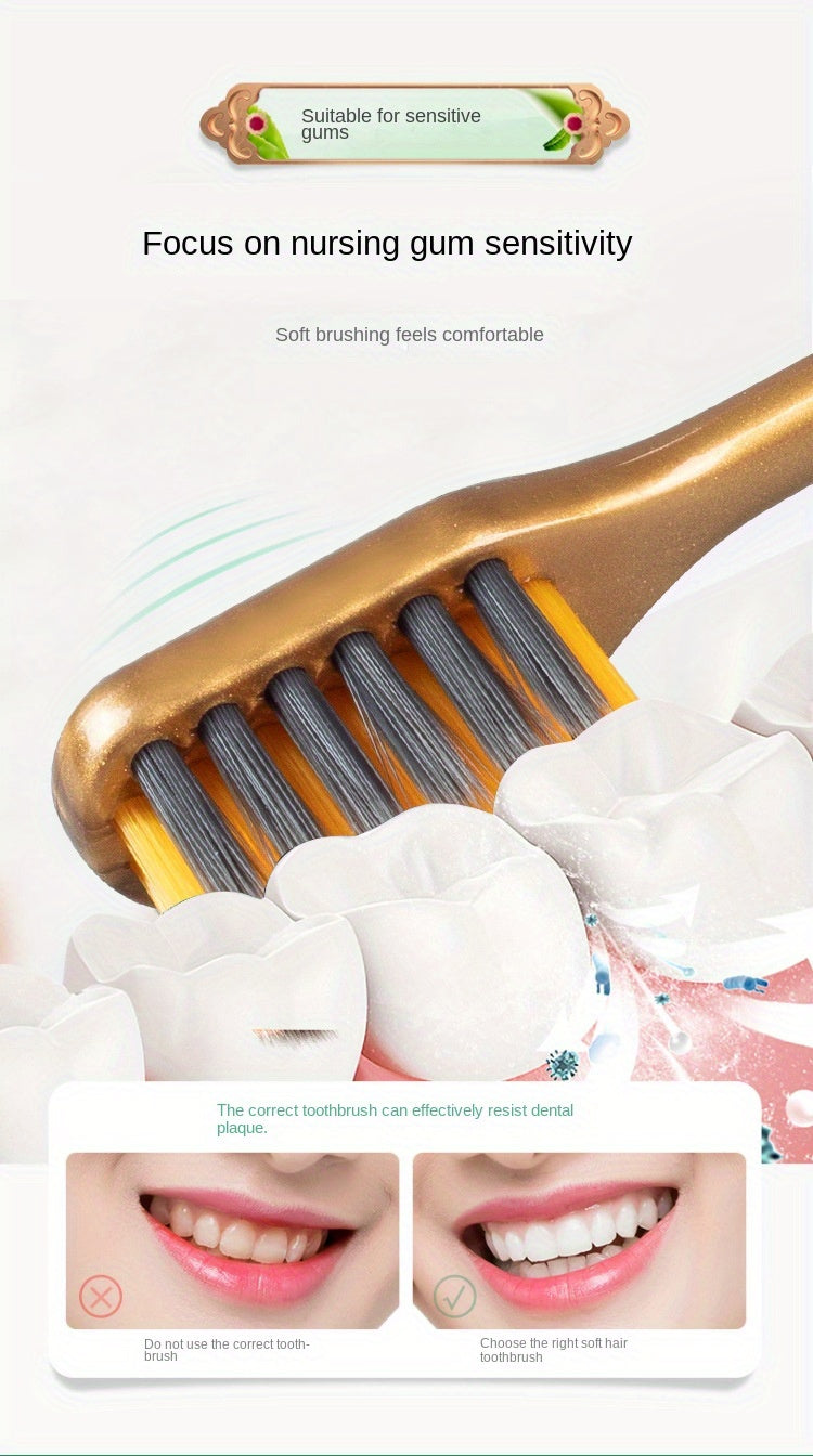 4-Piece Luxury Bamboo Charcoal Soft Bristle Toothbrushes - Golden, Silvery, Black & White | Fine Fibers toward Gentle Cleaning | Individually Pieceaged toward Couples Chef's Market