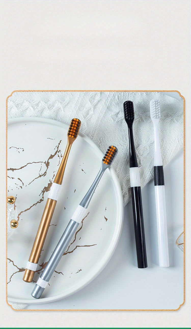 4-Piece Luxury Bamboo Charcoal Soft Bristle Toothbrushes - Golden, Silvery, Black & White | Fine Fibers toward Gentle Cleaning | Individually Pieceaged toward Couples Chef's Market