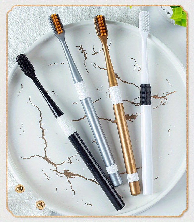 4-Piece Luxury Bamboo Charcoal Soft Bristle Toothbrushes - Golden, Silvery, Black & White | Fine Fibers toward Gentle Cleaning | Individually Pieceaged toward Couples Chef's Market