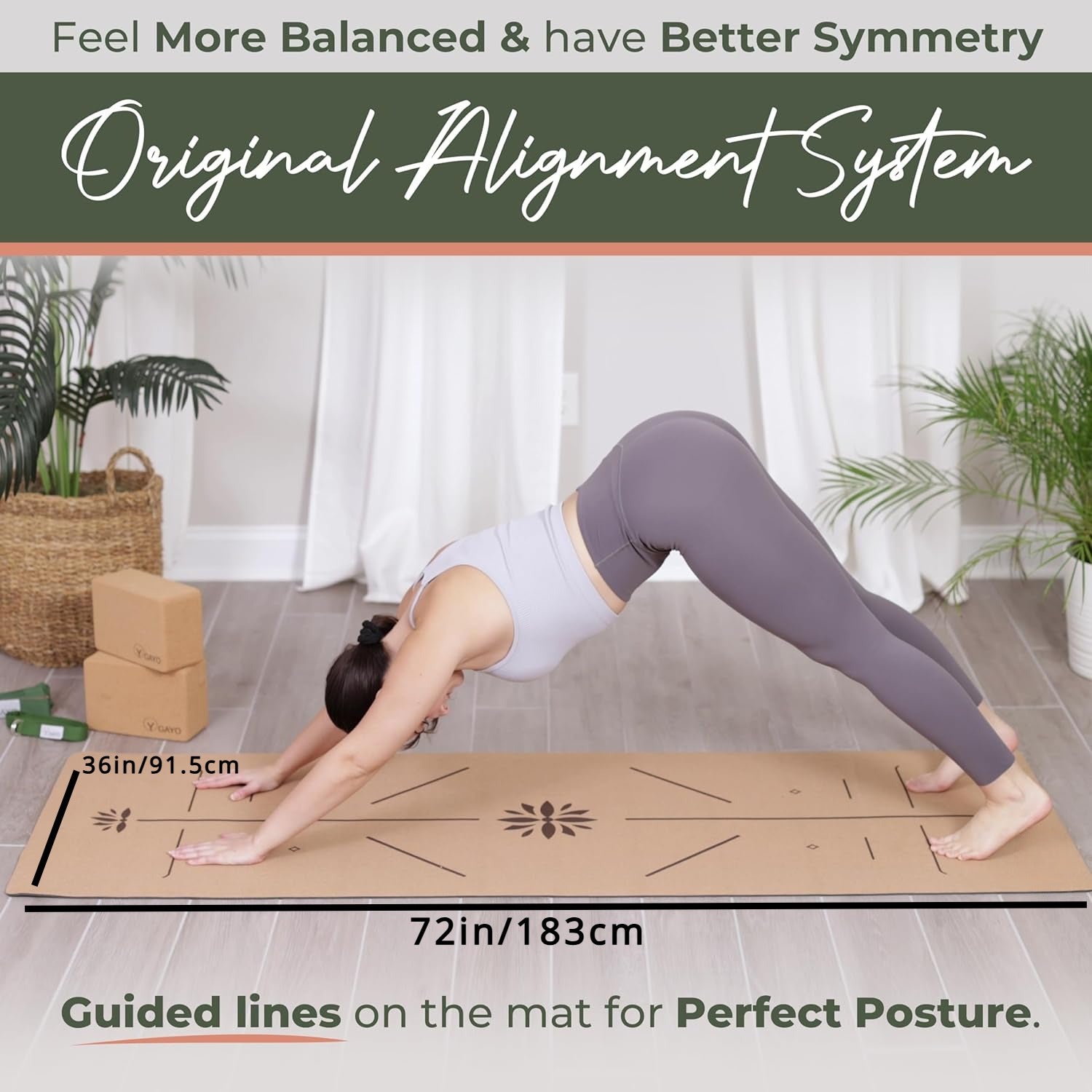 Premium Yoga Cork Mat | 5mm Thick Natural Tree Rubber Base and Bigger Mat for Extra Support, Alignment lines for Guidance | Non-Slip, Natural & Eco-friendly, Your Ultimate Eco-Friendly Yoga Companion Chef's Market