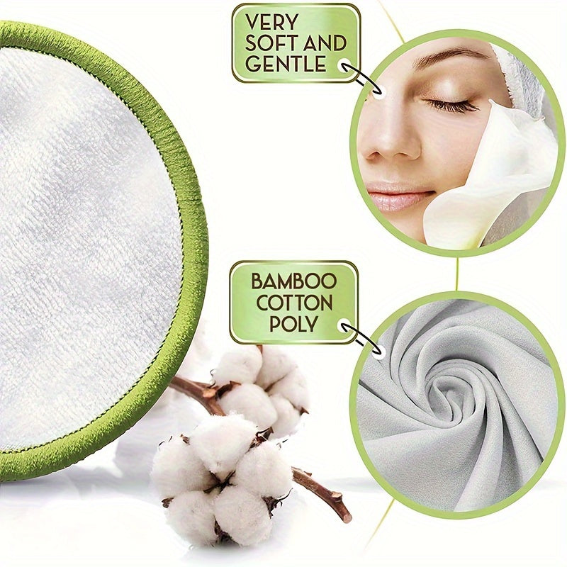 15pcs Sustainable Bamboo Cotton Makeup Remover Pads, Reusable & Washable, Suitable for All Skin Types Chef's Market