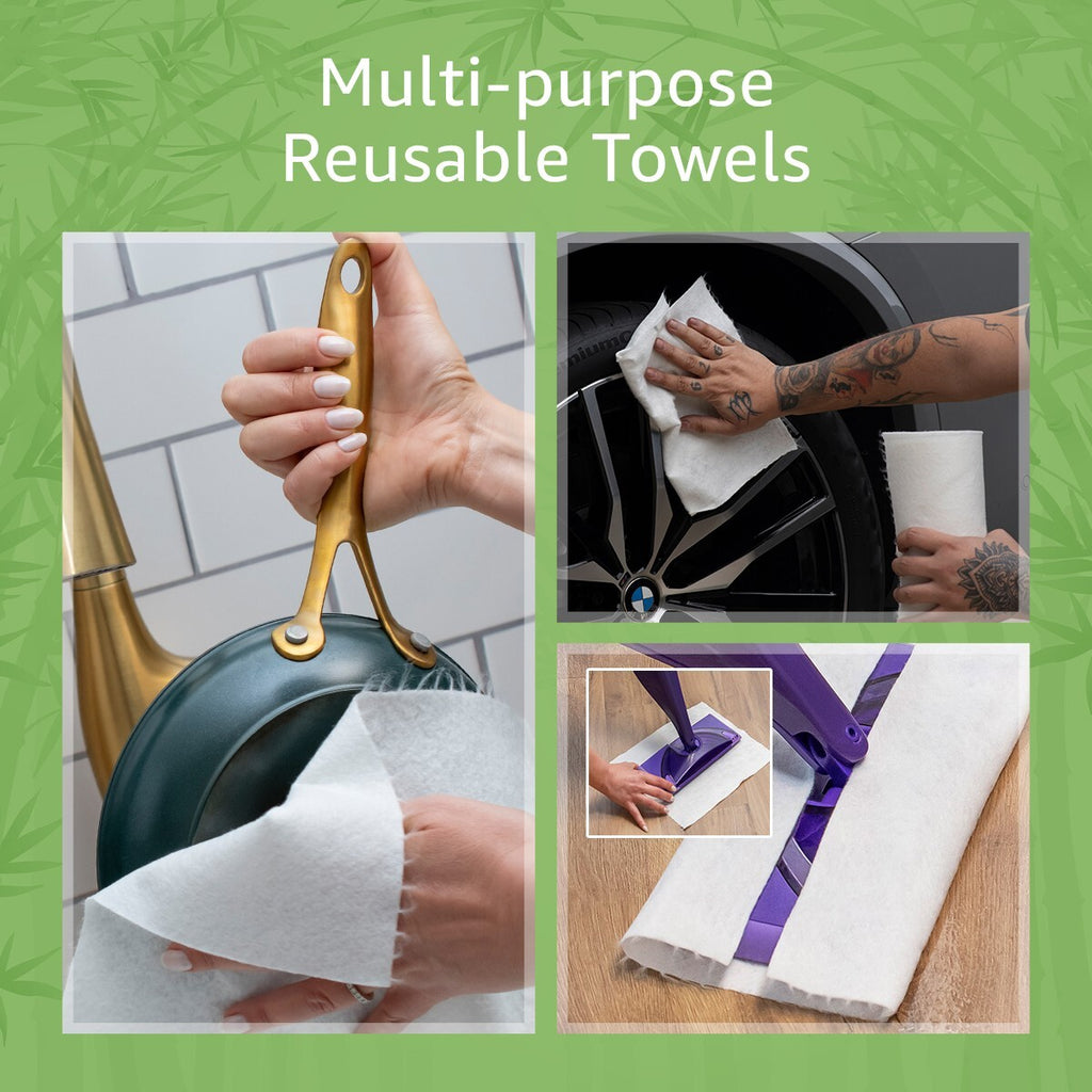 Ibambo Reusable Bamboo Paper Towels - 1 Roll, Ecofriendly, Washable, Sustainable