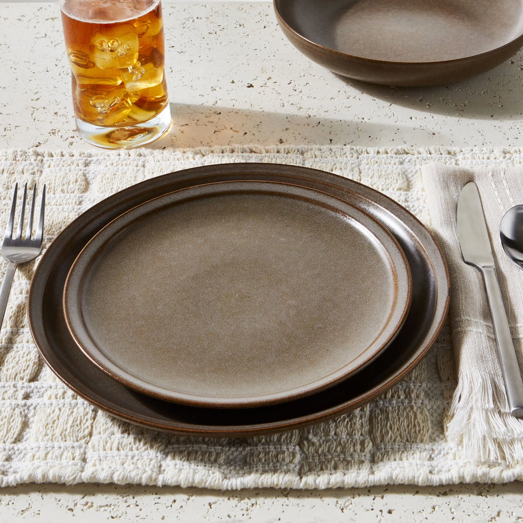 Better Homes and Gardens Banks Brown 12-Piece Stoneware Plates & Bowls Dinnerware Set