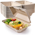 Clamshell Take Out Food Containers Compostable to Go Containers Disposable, 9X6 Inch Heavy-Duty to Go Boxes, Eco-Friendly
