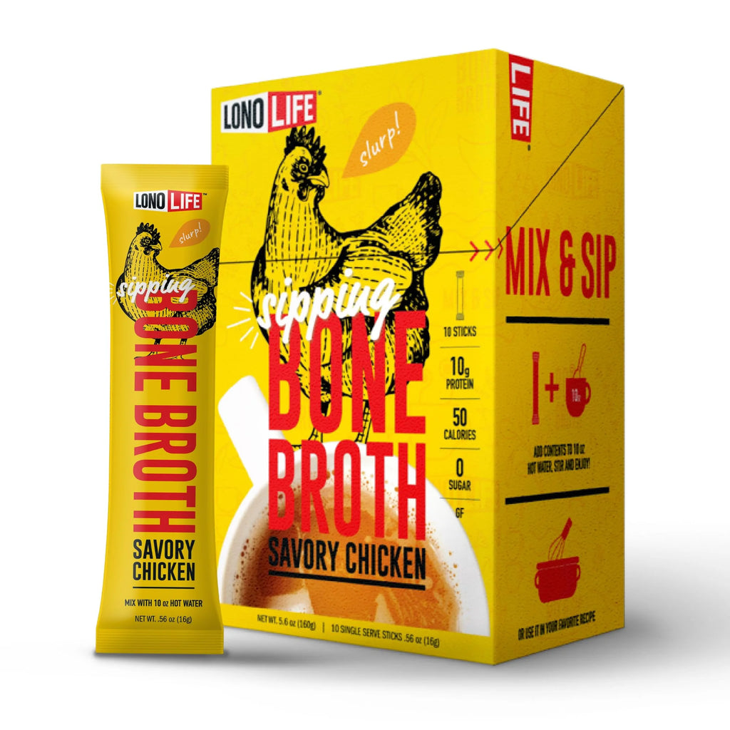 Chicken Bone Broth Powder Mix | 10G Protein | Collagen-Rich, Keto & Paleo Friendly | Natural Ingredients | 10 Portable Stick Pack Servings