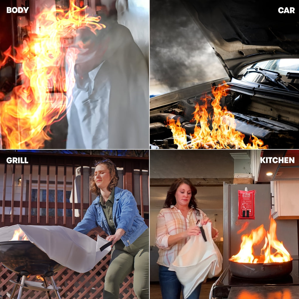 1pc Essential Fire Safety Blanket - Portable, Reusable, Heat-Resistant for Emergency Fire Extinguishing at Home, Kitchen, Fireplace, School, BBQ, Car, Office - Compact, Durable, Easy-to-Use Fire Suppression Solution Chef's Market