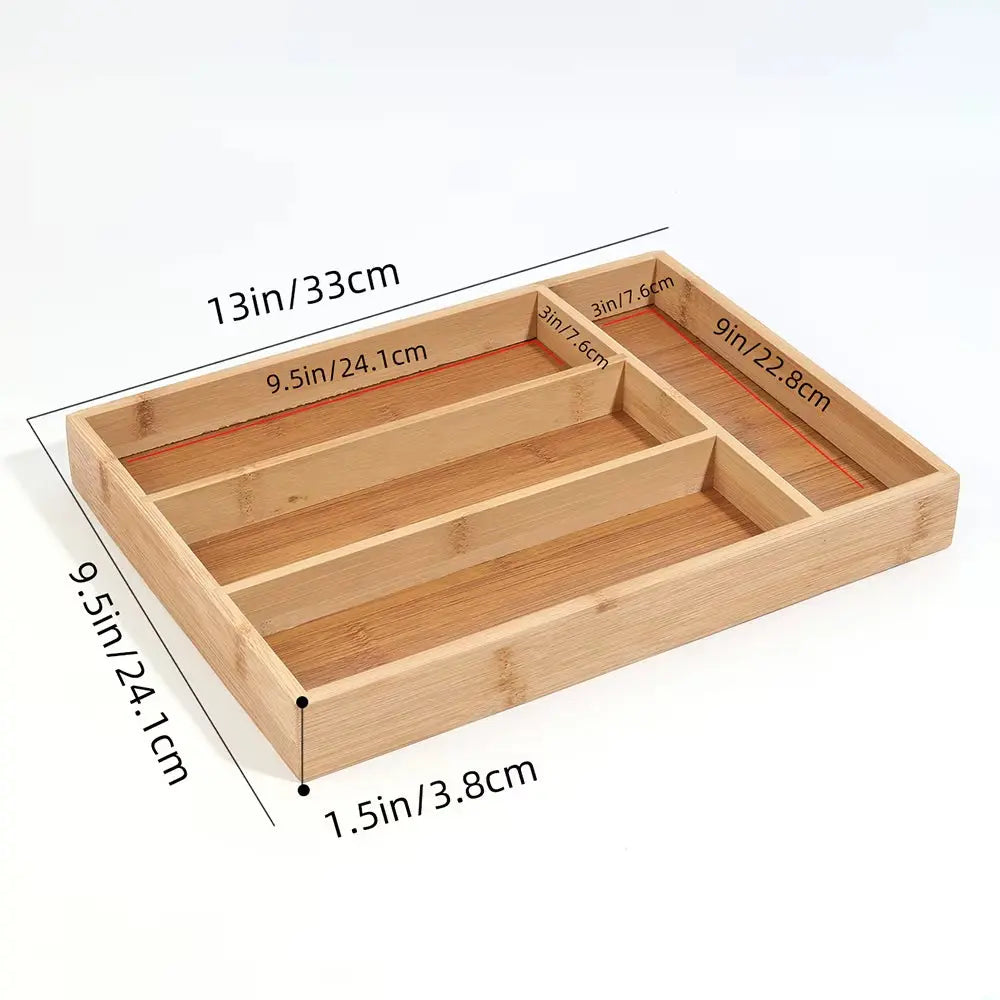Bamboo Cutlery Divide Storage Trays Rack Neat Elegant Kitchen Drawer Organizer Home Accessories
