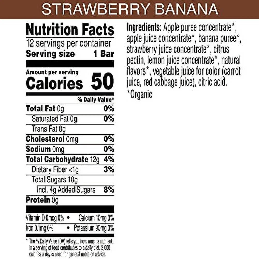 Layered Fruit Bars, Strawberry Banana, Gluten Free, Vegan Fruit Snacks (2 Boxes, 24 Bars)