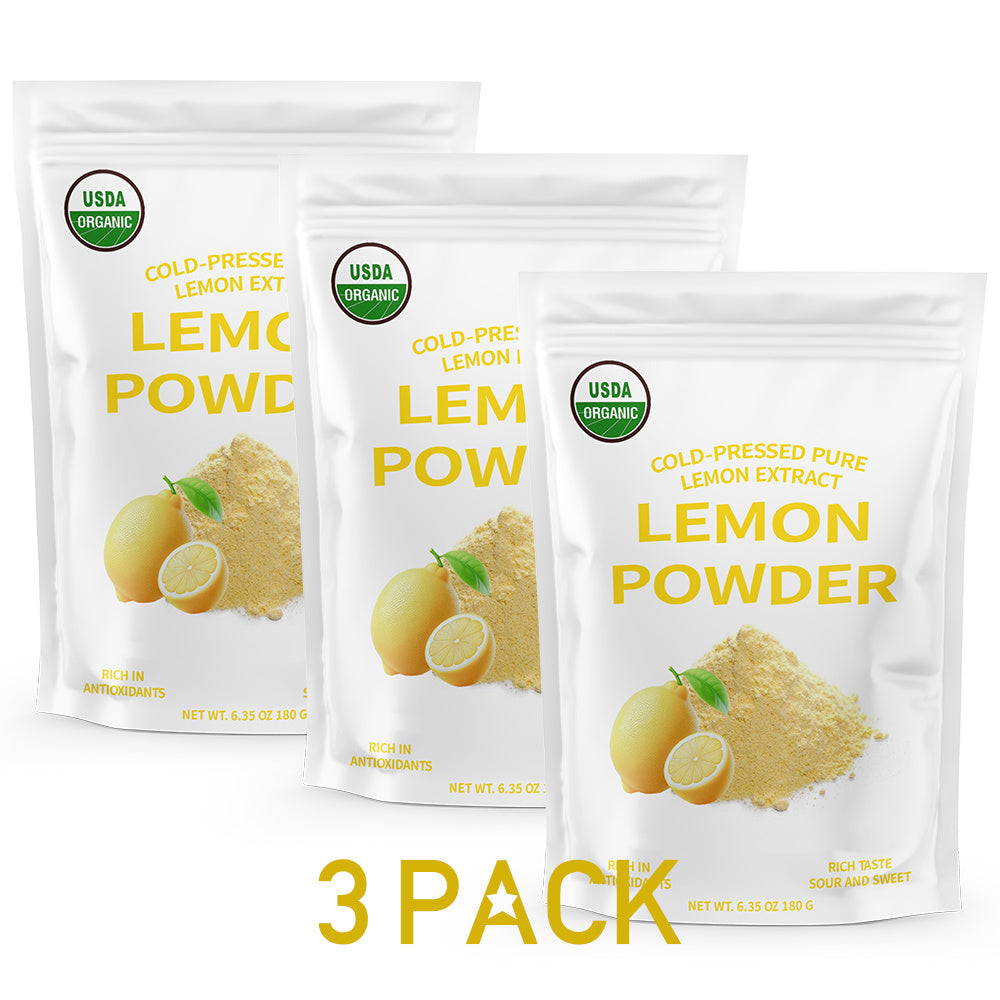 Organic Lemon Powder, 6.35oz (180g), Real Natural Lemon Powder, Selected High-quality Lemons, Sugar Free And Additive Free, Rich Fresh Lemon Flavor, Suitable For Seasoning Smoothies, Beverages And Salads, Reusable Sealed Bag Chef's Market