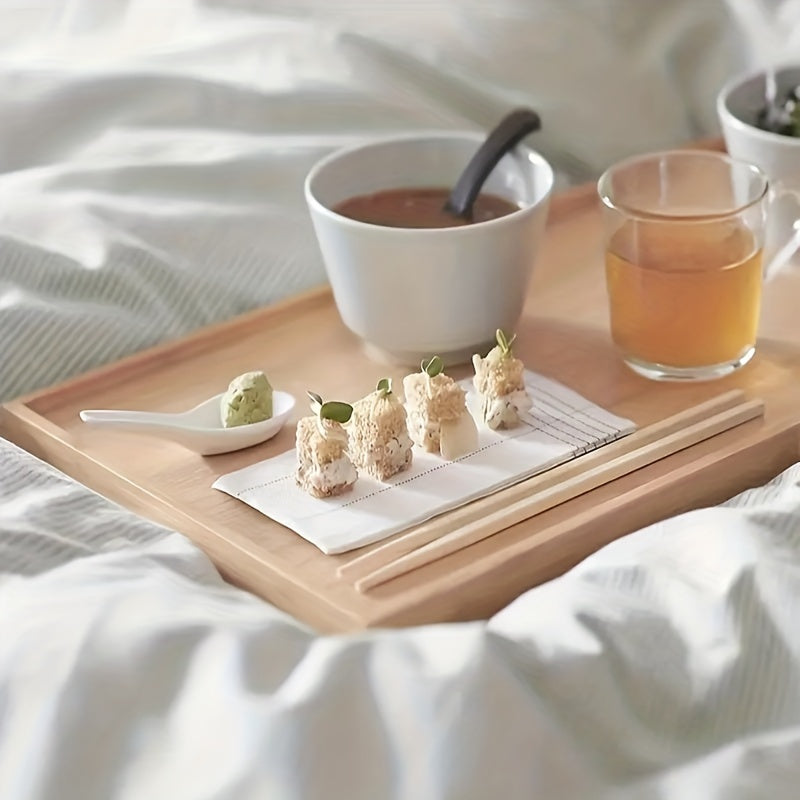 1pc Portable Bamboo Tray Table - 19.7*11.8*7.8in Foldable Coffee Table with Armrest, Multi-Purpose Dining Table for Indoor/Outdoor Use, Picnic, Camping, and More - Compact, Space-Saving, and Easy to Assemble Chef's Market