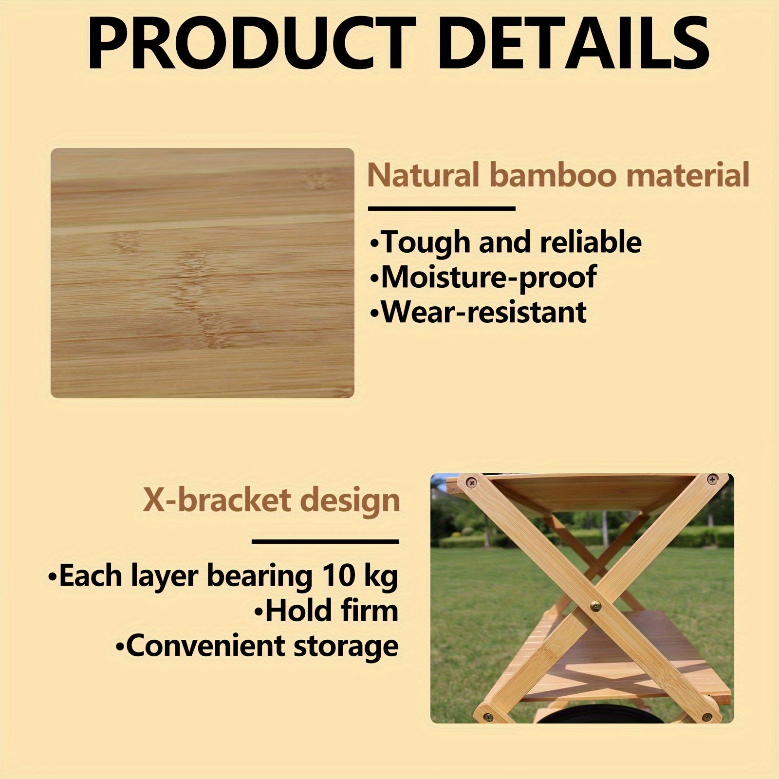 Versatile Bamboo Folding Coffee Table - Dual-Use for Storage & Leisure, Perfect for Camping, Picnics, and Home Use Chef's Market