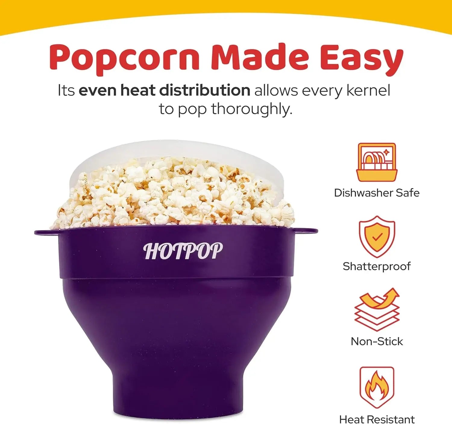 The Original  Microwave Popcorn Popper, Silicone Popcorn Maker, Collapsible Bowl Bpa-Free and Dishwasher Safe- 20 Colors Available (Dark Orchid)