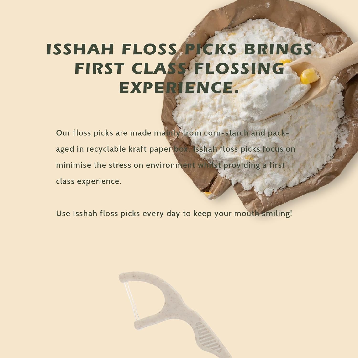 Natural Dental Floss Picks (100 Count) - Vegan, Eco Friendly, Sustainable Dental Flossers - Twin Floss (Mint)