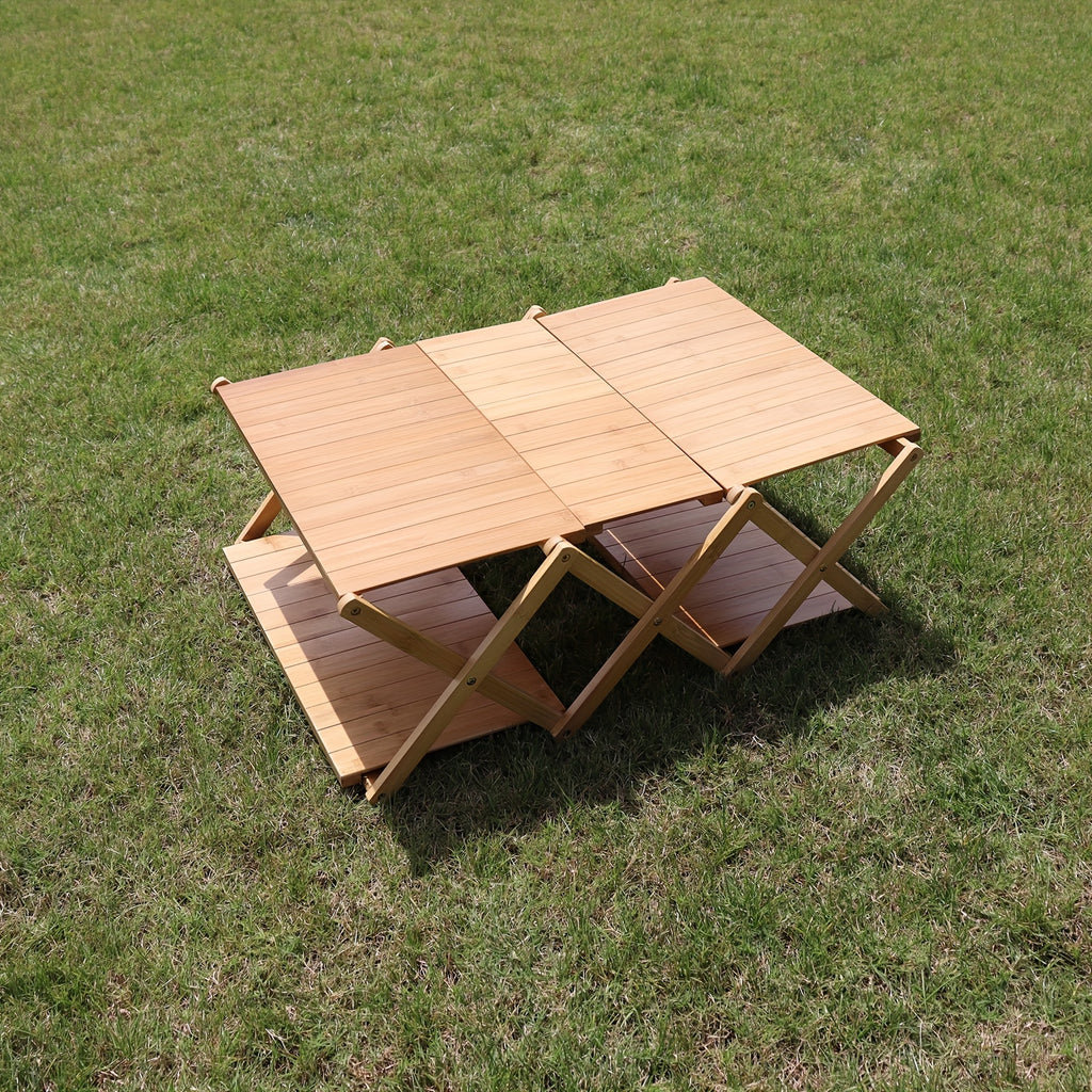 Versatile Bamboo Folding Coffee Table - Dual-Use for Storage & Leisure, Perfect for Camping, Picnics, and Home Use Chef's Market