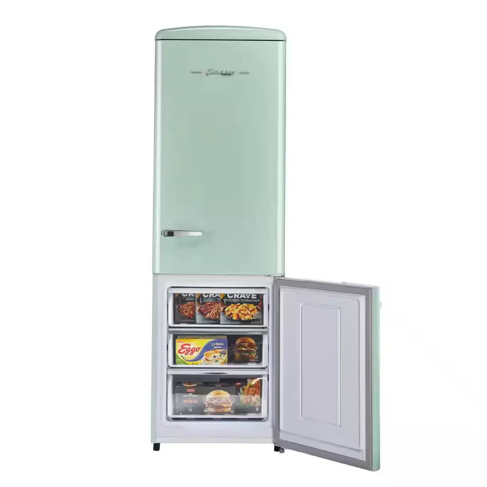 Classic Retro 23.6 in 11.7 Cu. Ft. Frost Free Retro Bottom Freezer Refrigerator in Summer Mint Green, ENERGY STAR