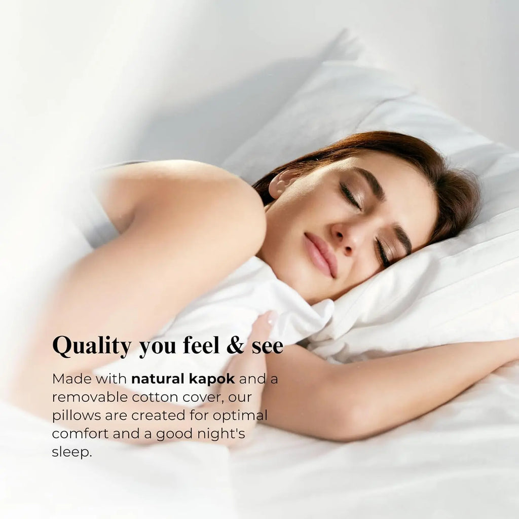 100% Organic Kapok Pillow with Natural Organic Cotton Removable Cover, Machine Washable Ventilated Cover, Organic Fill (Queen - 31"X20")