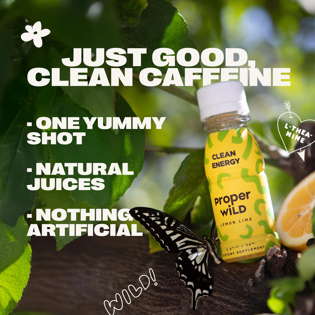 , Natural Clean Energy Shots, Caffeine & L-Theanine, Lemon Lime, 6-Pack