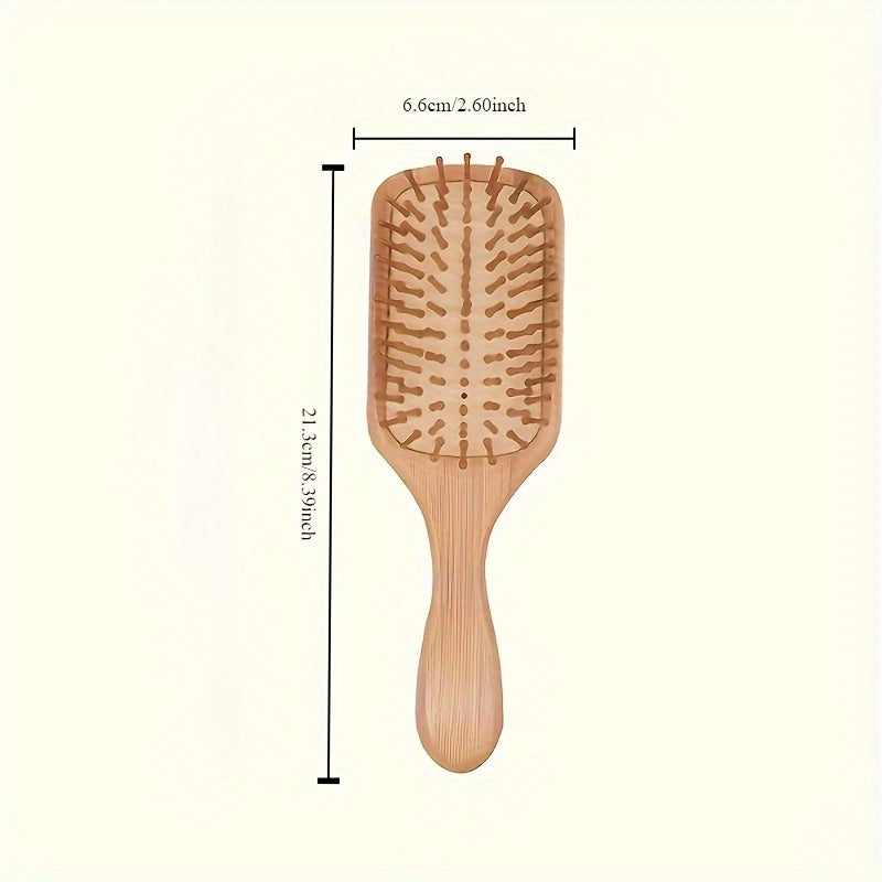 1pc Healthy Hair Brush - Professional Wooden Comb For Massage And Scalp Care - Bamboo Hair Brush Chef's Market