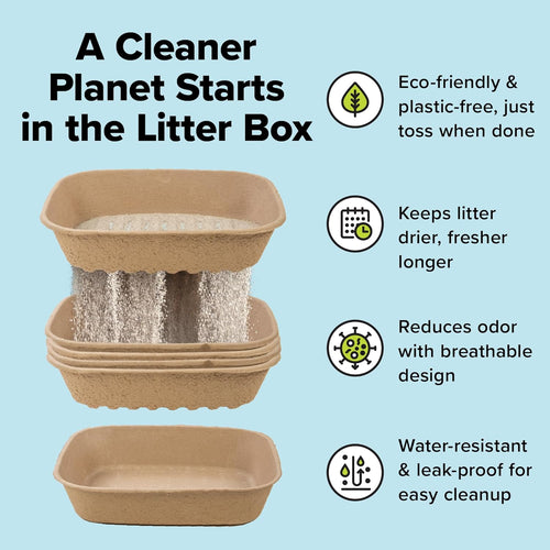 (Set of 1 Litter Box & 5 Sifting Liners) Disposable Sifting Cat Litter Box Large, 6 Count, Durable and Portable for Travel and Home Odor Control