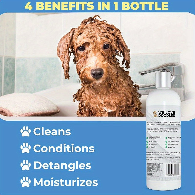 USDA Organic Dog Shampoo Conditioner and Detangler - Best Shampoo for Goldendoodles Poodles and Doodles - for Matted Pet Hair - Sensitive Skin Shampoo for Puppies - Made in The USA 16OZ Lavender Chef's Market