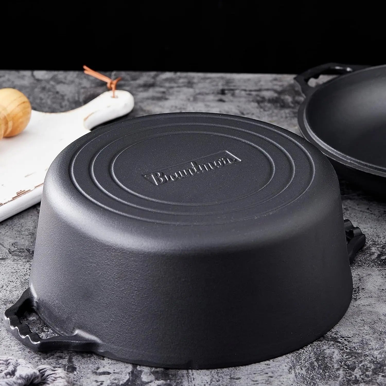 7-Quart Pre-Seasoned Cast Iron Double Dutch Oven with Skillet Lid - Versatile Heavy-Duty Casserole and Braising Pan - Oven Safe Black Cookware (14.7 x 6.9 Inches)