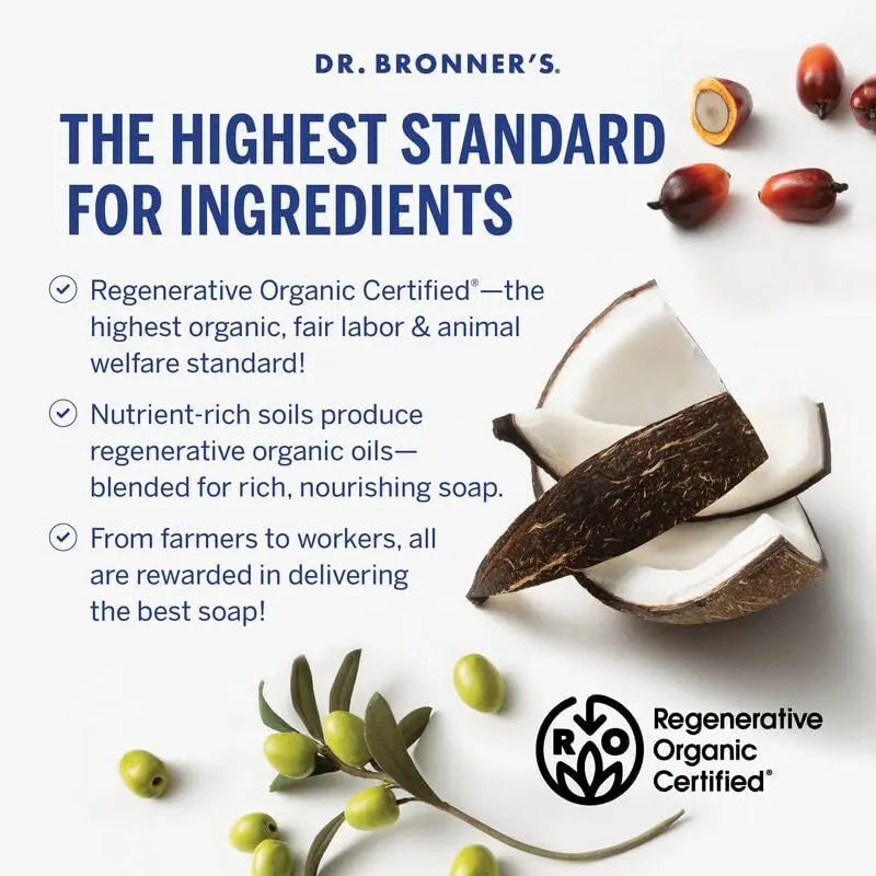 Dr Bronner'S Peppermint Pure Castile Liquid Soap 32 Fl Oz Organic Multiuse Cl...