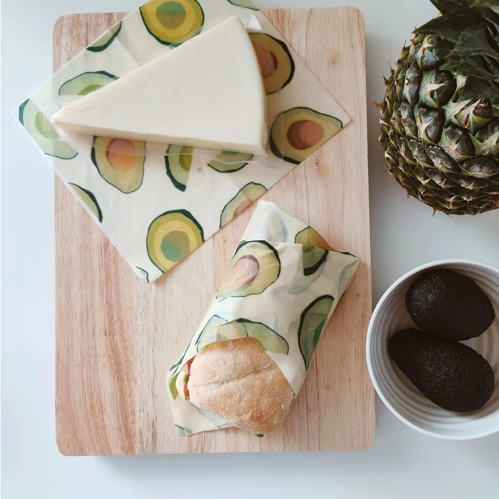 Beeswax Reusable Food Wraps Assorted 6 Pack Beeswax Wrap, Cheese Breads Food Storage Containers, Wrappers, Sustainable Gifts (Avocado)