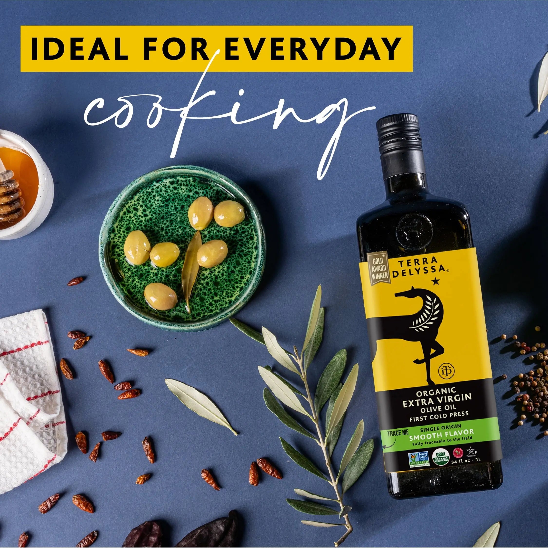 Organic Extra Virgin Olive Oil, 34 Fl. Oz. Glass