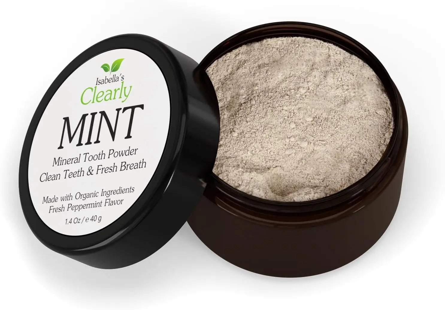 Isabella’S Clearly Mint Remineralizing Tooth Powder | Teeth Whitening Natural Fluoride Free Toothpaste for Adults, Kids, Sensitive Teeth and Gums | Xylitol, Baking Soda, Clay, Calcium (Mint Flavor)