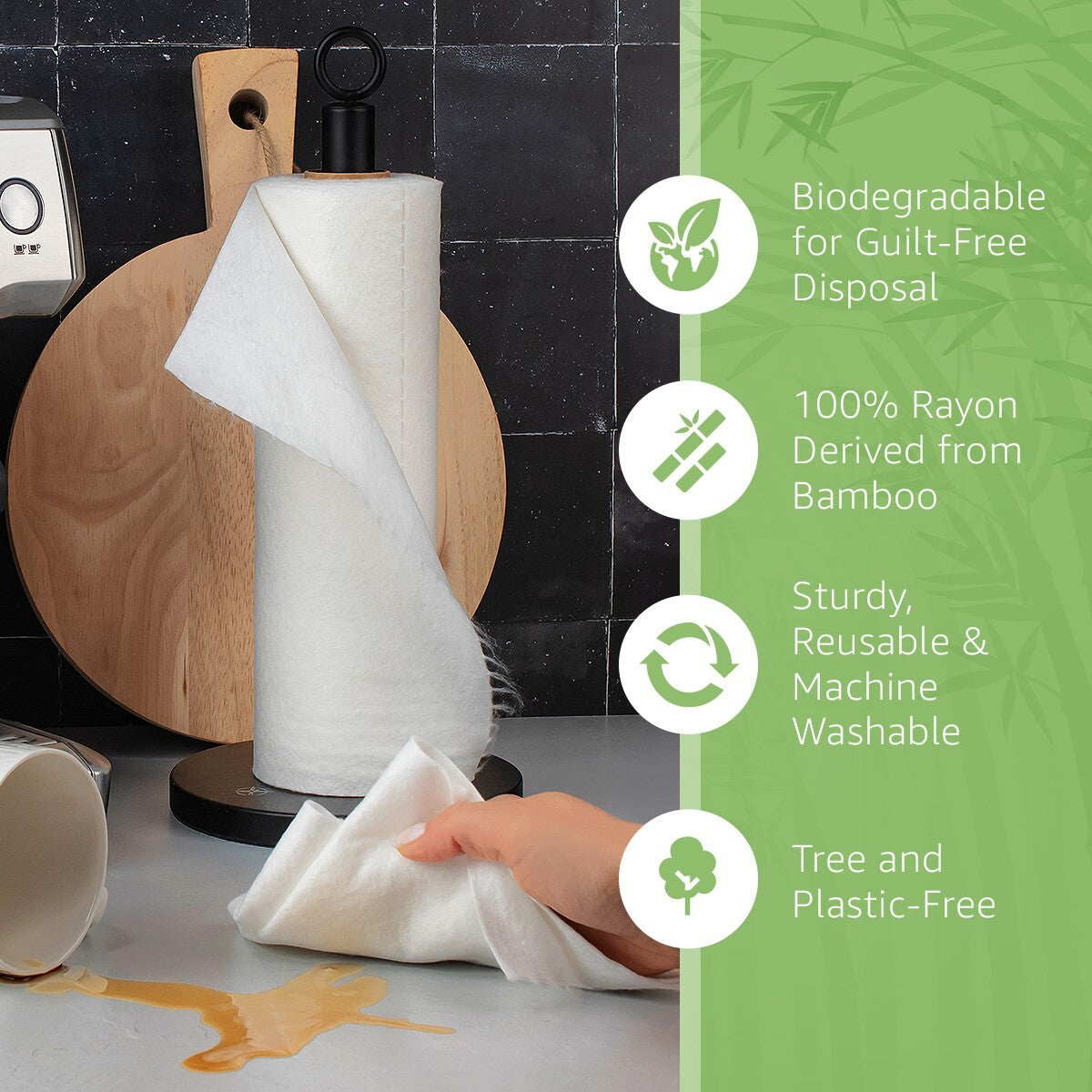 Ibambo Reusable Bamboo Paper Towels - 1 Roll, Ecofriendly, Washable, Sustainable