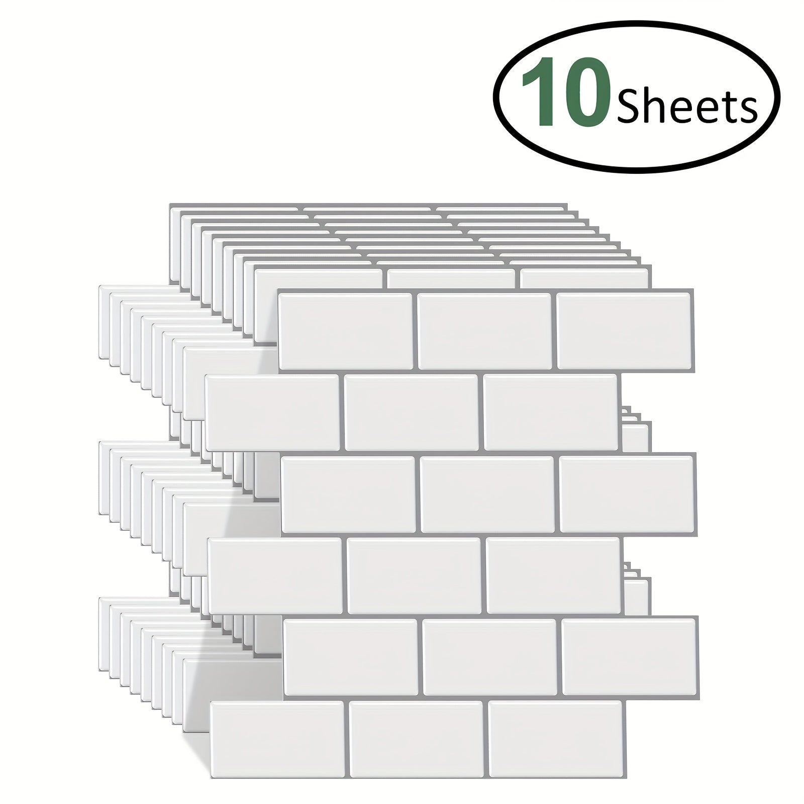 10pcs Self-adhesive 3D Subway Ceramic Tile Sticker For Kitchen, 12x12 Inch Decorative Home Renovation, Wall Tile Sticker For Kitchen, Balcony, Sink, Bathroom, Restaurant Chef's Market