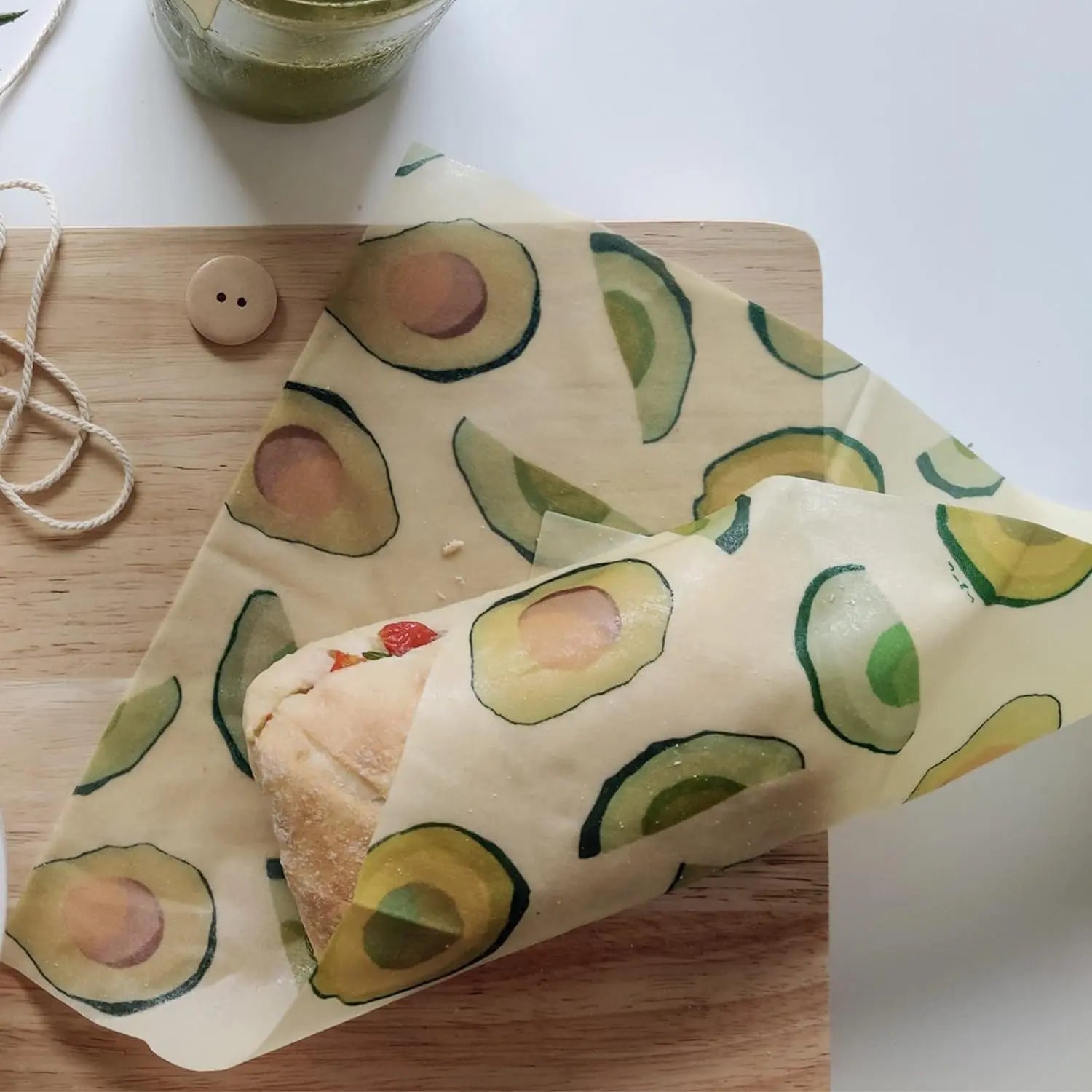 Beeswax Reusable Food Wraps Assorted 6 Pack Beeswax Wrap, Cheese Breads Food Storage Containers, Wrappers, Sustainable Gifts (Avocado)