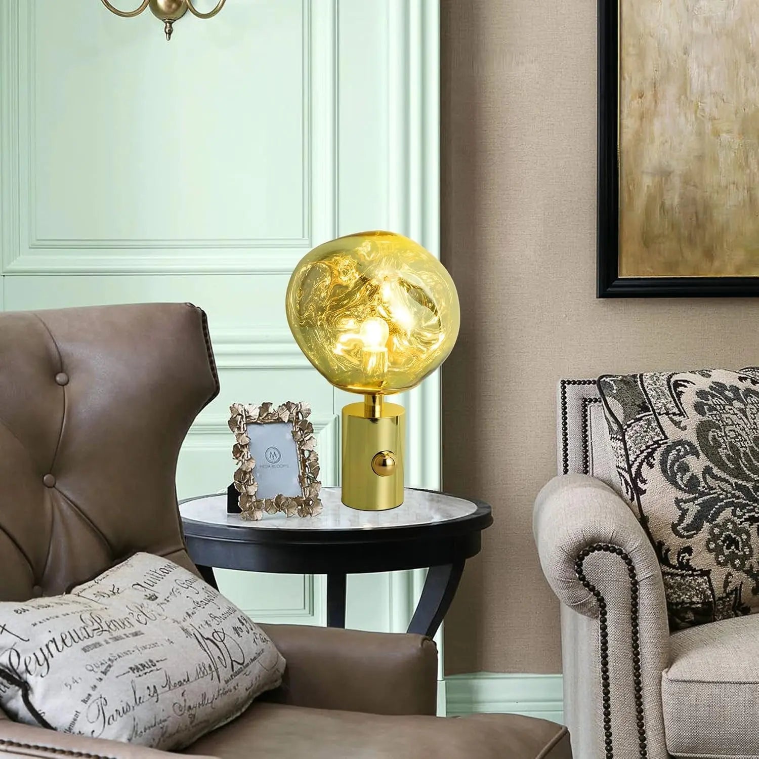 Modern Table Lamps with Metal Base and Smooth PVC Shade, Bedside Desk Lamp for Living Room Bedroom Kids Room Home Nightstand Lamps (Gold)