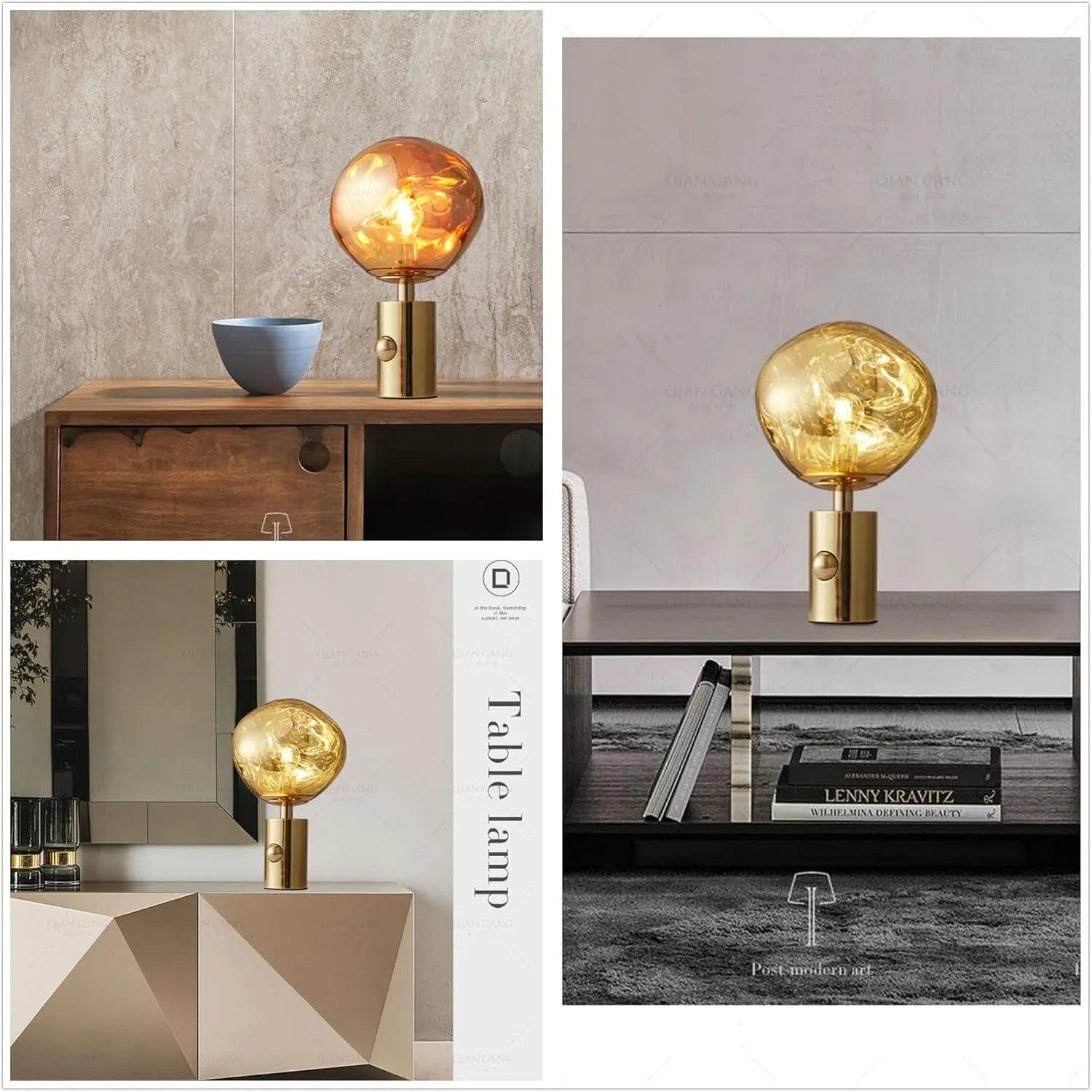 Modern Table Lamps with Metal Base and Smooth PVC Shade, Bedside Desk Lamp for Living Room Bedroom Kids Room Home Nightstand Lamps (Gold)