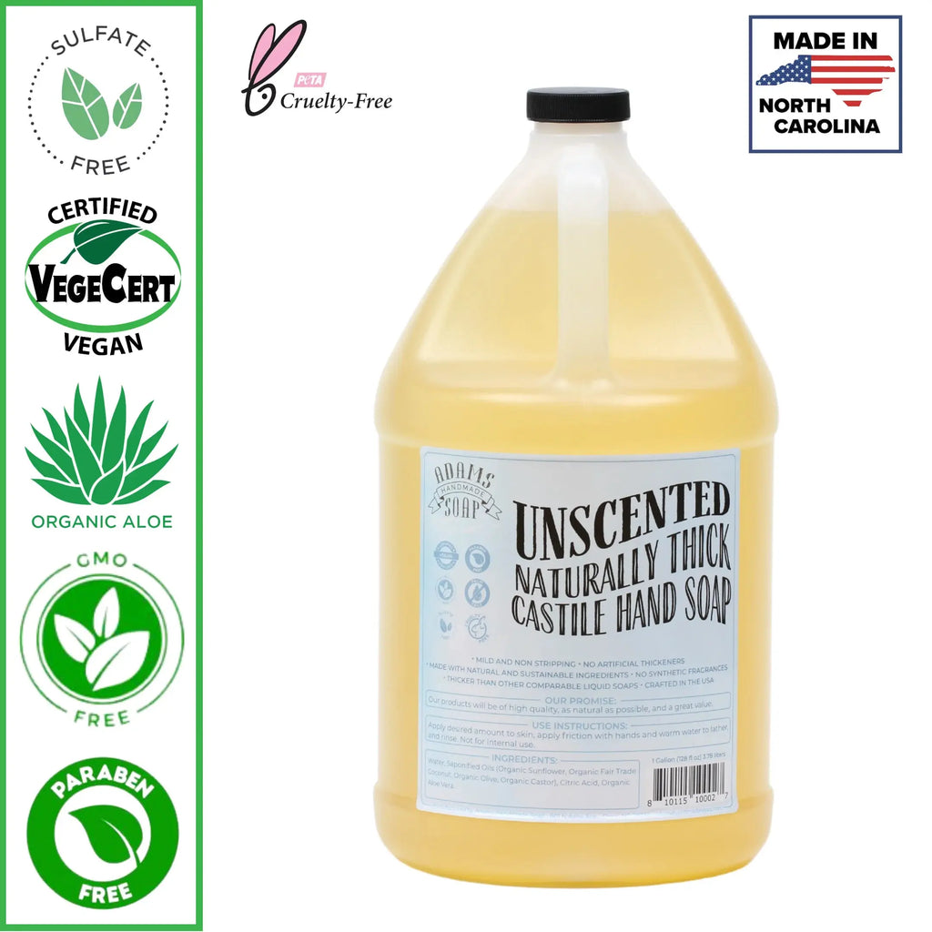Unscented Organic Castile Liquid Hand Soap 1 Gallon Refill