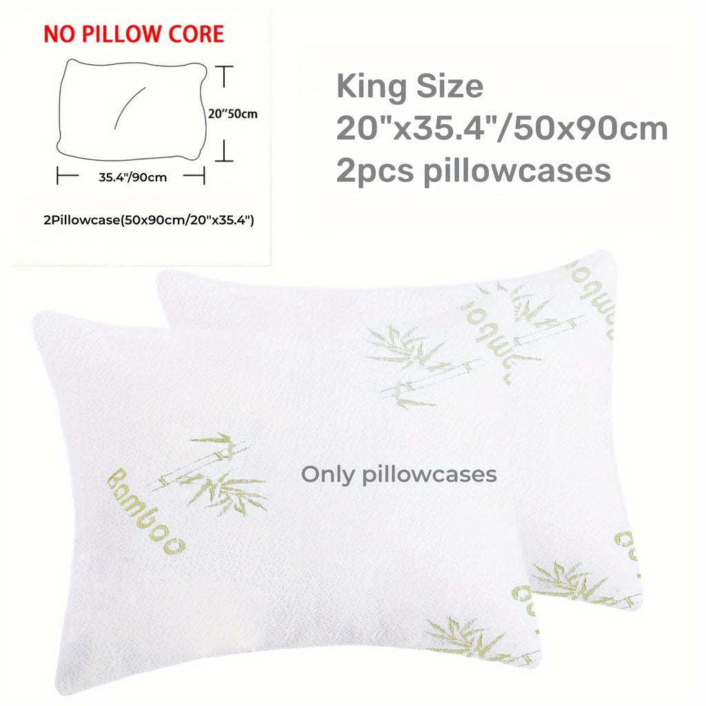 Double Pack High Weight Bamboo Fiber Jacquard Waterproof Pillowcase, Cool and Soft Pillowcase, Washable Pillow Protector Chef's Market